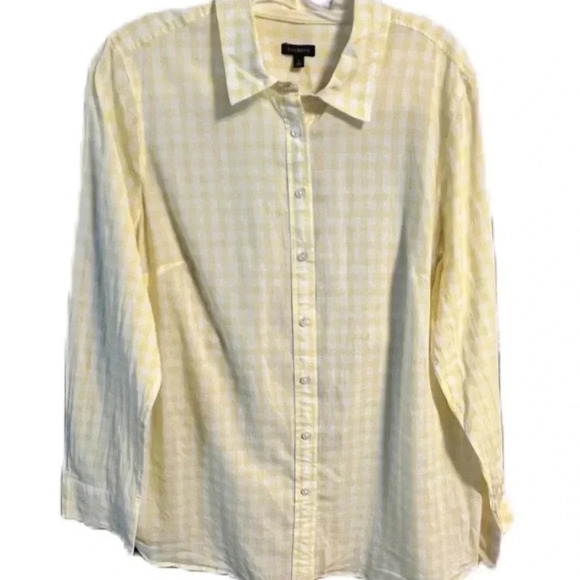 Talbots Yellow and White Checkered Blouse - Picture 1 of 1
